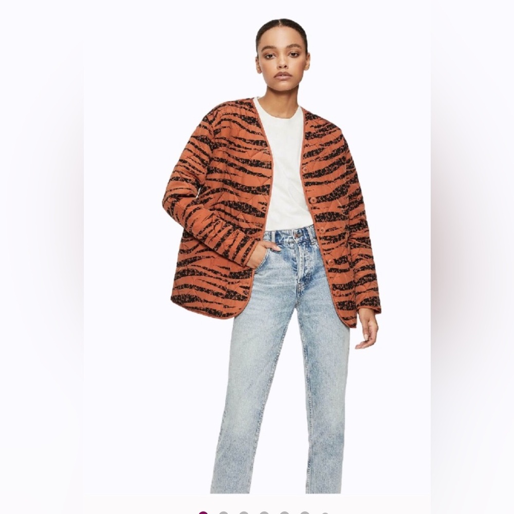 Anine Bing Rust and Black Zebra Bomber Jacket